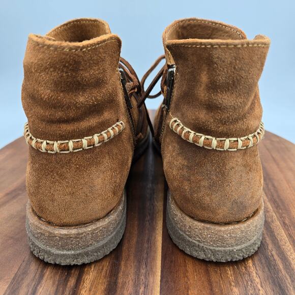 Born Calyn Boots Womens 10 M Brown Suede Leather Lace Up Side Zip Ankle Booties - Picture 5 of 8